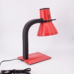 1980s Red Desk Lamp Vintage Mid-Century Warhol Esotsass Panton Era Psychedelic Minimalism image 3