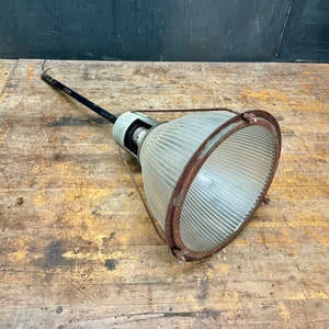 1950s Holophane Factory Ceiling Light Vintage Industrial Shop Lamp image 1