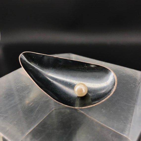 Atomic Beau Pearl Brooch Sterling Modernist