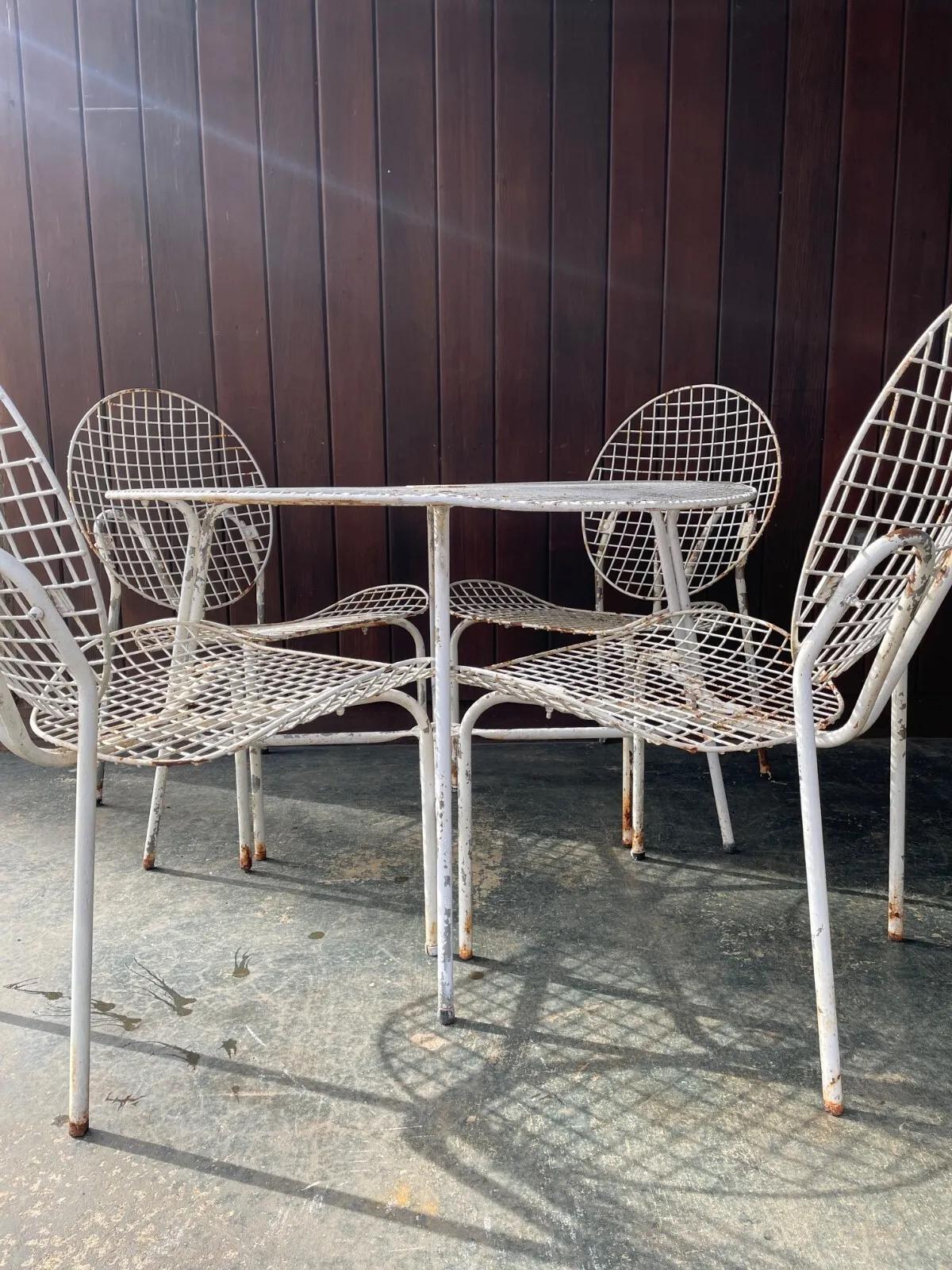 Vintage Outdoor Wire Patio Set Chairs Table Mid-century Modern - Etsy