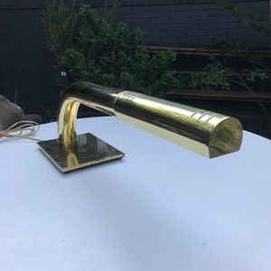 Vintage Mid-Century Cantilever Brass Tube Table Lamp Power Executive Desk Light Mad Men 1970s Shag Shaft Baughman Cy Mann Rainbow Co image 4