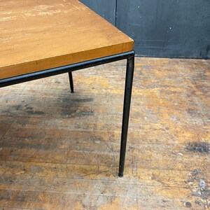 1950 Paul McCobb Coffee Table Tobacco Iron Rod Early Production Glide Feet Worn Surface Vintage Mid-Century Modern image 7