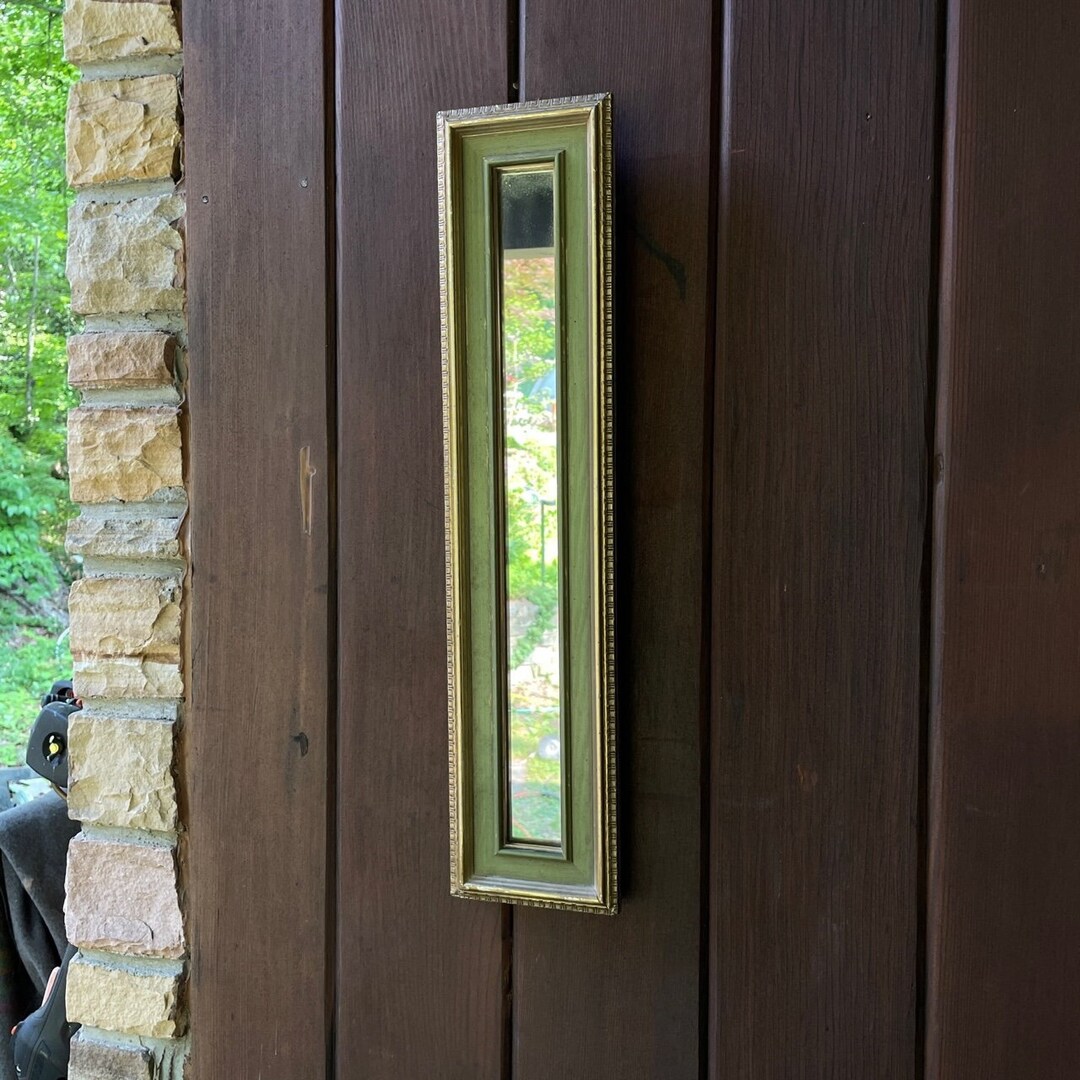 Vintage Narrow Wall Mirror Midcentury Modern Gold Frame Etsy