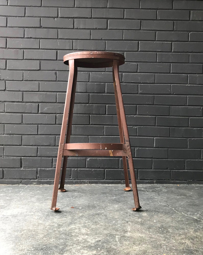 Vintage 1950s Industrial Tall Shop Stool Artist Craftsman WorkShop
