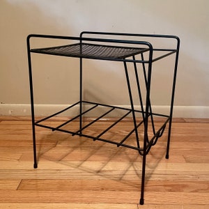 1950s Atomic Side Table Plant Stand Vinyl Record Holder Wire Mesh Expanded Metal Vintage Mid-Century Modernist image 5