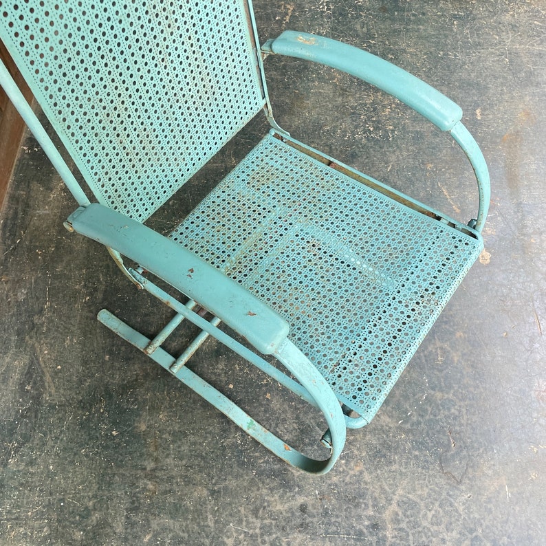 Art Deco Howell Spring Chair Vintage Rare Mid-Century Armchair Metal Porch Outdoor Patio Furniture image 6