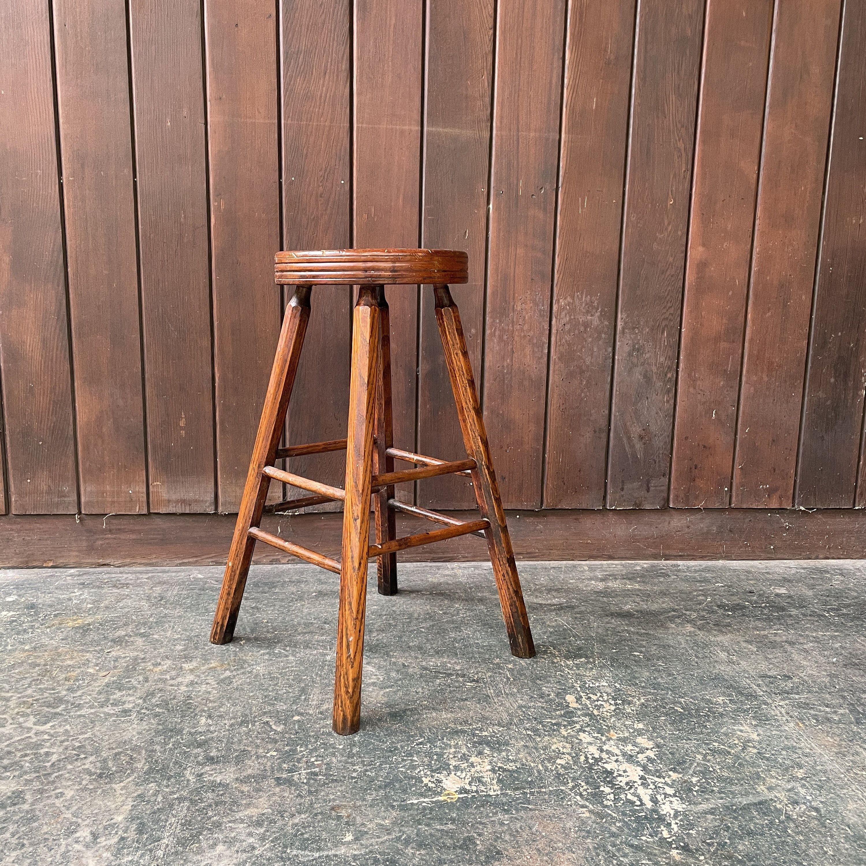 椅子 antique wood stool Antique Wooden Stool Octagonal Legs Vintage Industrial - Etsy