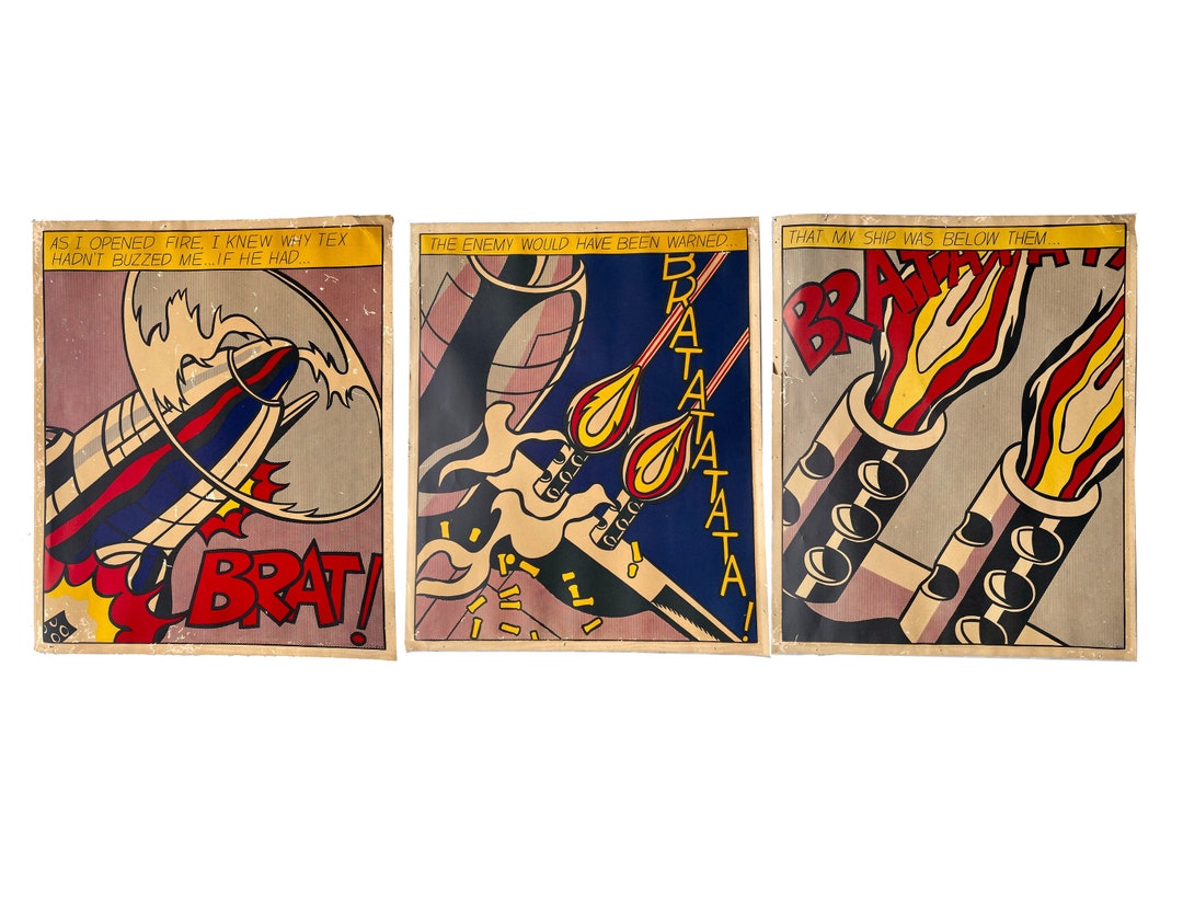 1966 Roy Lichtenstein 'as I Opened Fire.' Triptych of Lithographs