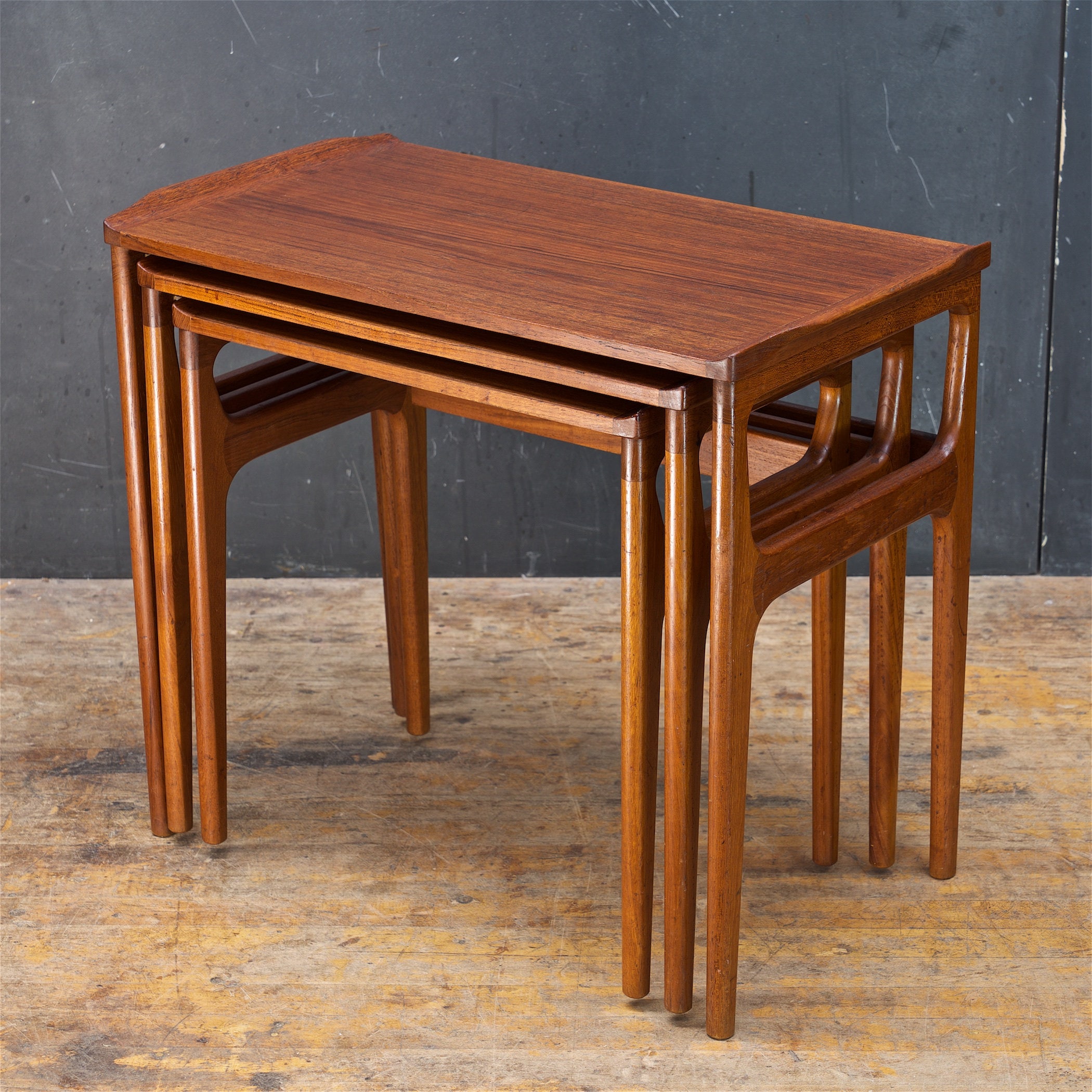 Vintage 1950s Danish Teak Nesting Tables by Erling Torvits for