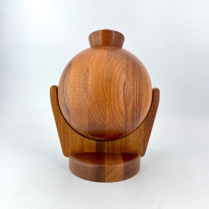 1950s Danish Teak Staved Nut Bowl Wall Mount Rare Vintage Mid-Century Denmark Design 画像 5