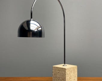 Disco Era Travertine Table Lamp Mini Arco Vintage Mid-Century Post Modern Henry Guzzini Italian Designer
