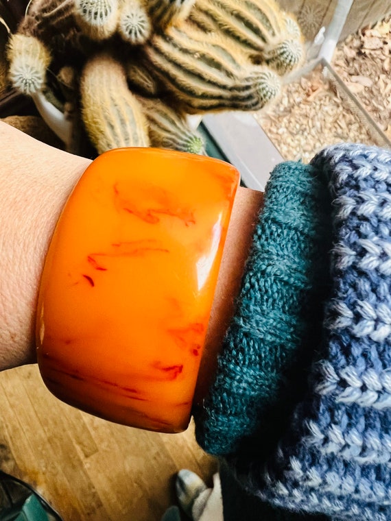 Huge Swirled Bakelite Tangerine Bangle