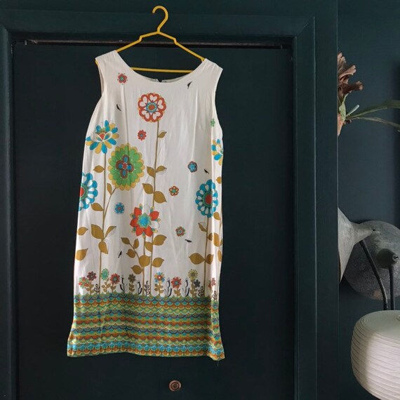 1960s Vintage Dress Flowers Psychedelic size 16 Mo