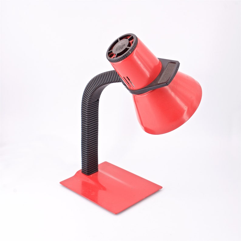 1980s Red Desk Lamp Vintage Mid-Century Warhol Esotsass Panton Era Psychedelic Minimalism image 1