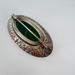 Helsinki Finland Erik Granit Brooch Sterling Malachite Modernist image 5