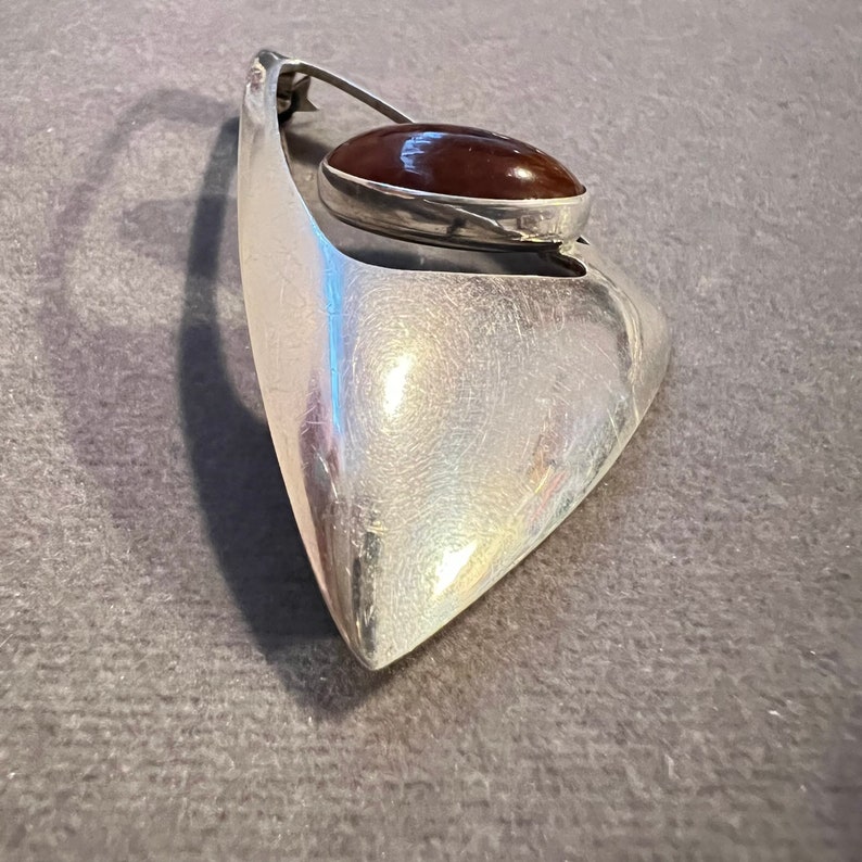 Niels Erik From Atomic Brooch Sterling Silver Amber Denmark NE Modern Modernist image 4