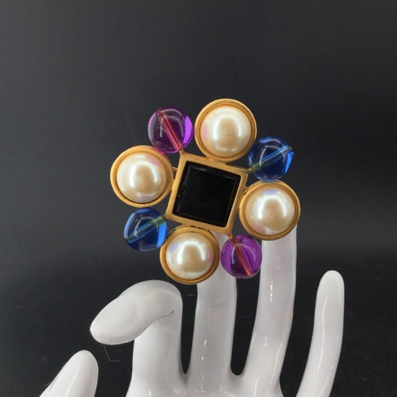 Maltese Gripoix Brooch Pearl Stunning