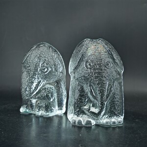 1970s Blenko Elephant Family Pop Mom Baby Crystal Glass Bookends Vintage Mid-Century 1970s Mod Decor Bookshelf Desk Accessory Paperweight image 4