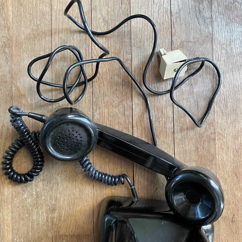 1960s Dutch Bakelite Black Telephone Vintage Black Ericsson PTT Rotary Dial Phone Clean image 10