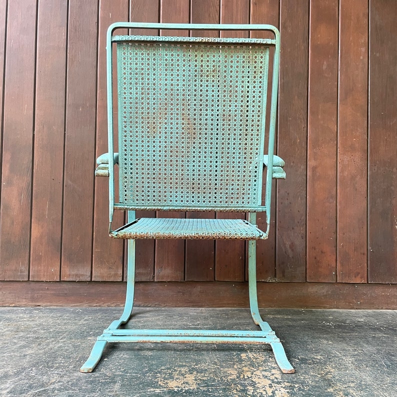 Art Deco Howell Spring Chair Vintage Rare Mid-Century Armchair Metal Porch Outdoor Patio Furniture image 5