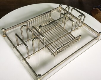 Silverplate & Lucite Tabletop Organizer