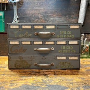 Vintage CODO Ink Ribbon Metal Chest of Drawers Industrial Garage Shop Storage Desktop Tabletop Cabinet image 2