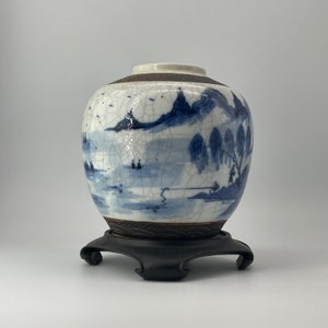 Antique 18th Century Chinese Asian Qing Dynasty Porcelain Blue White Ginger Jar Tongzhi Era Vintage Chinoiserie image 3