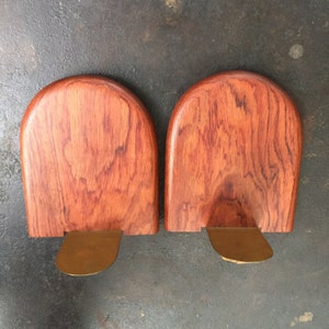 Rosewood Bookends Mid-Century Brass Modernist image 2