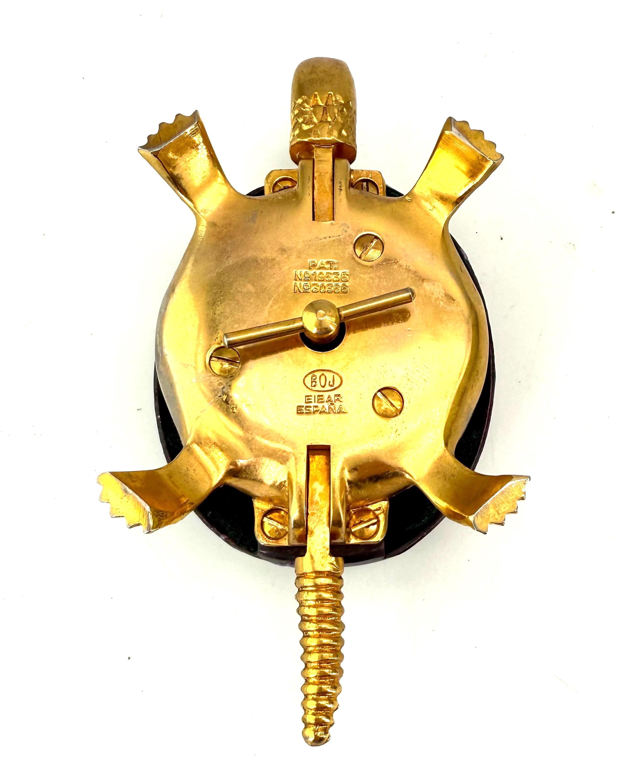 Small Enamel Brass Turtle Desk Bell BOJ of Eibar, Spain Vintage