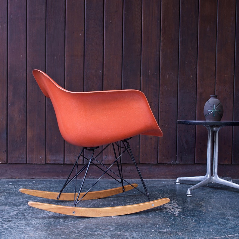 Herman Miller Rocking Chair Fiberglass Armchair Shell Charles&Ray Eames Vintage Mid-Century Modern afbeelding 5