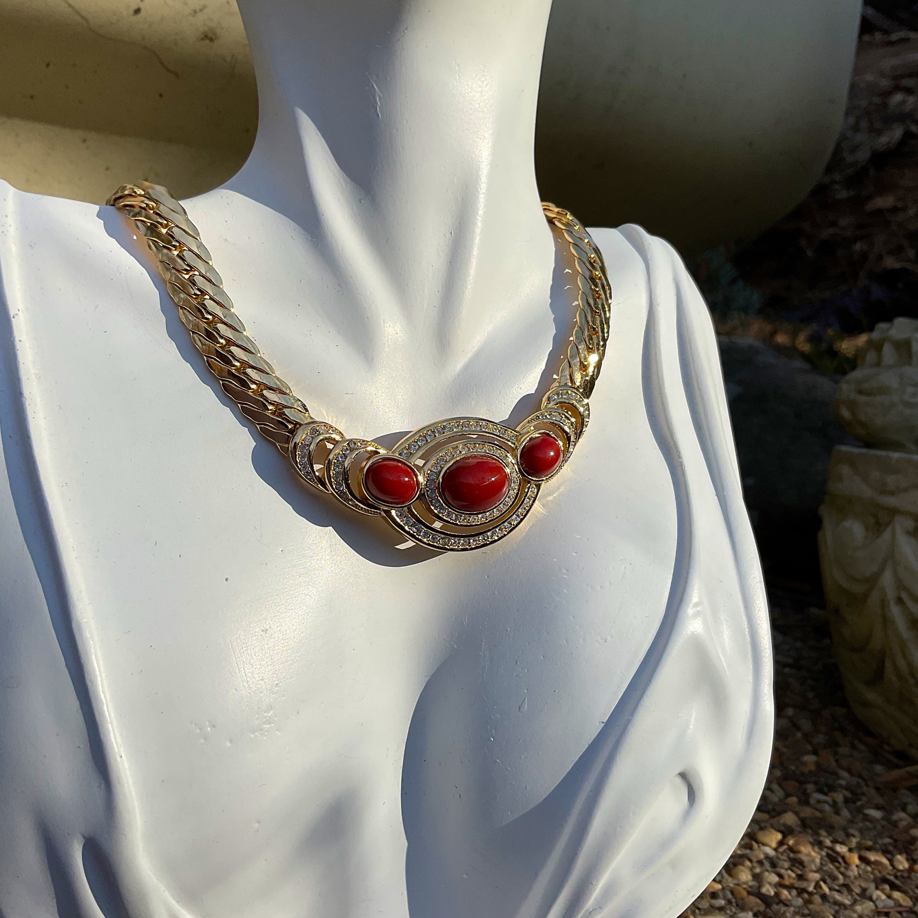 Vintage Christian Dior Necklace & Earring Set Rhinestone - Etsy Vintage Christian Dior Necklace & Earring Set Rhinestone - Etsy