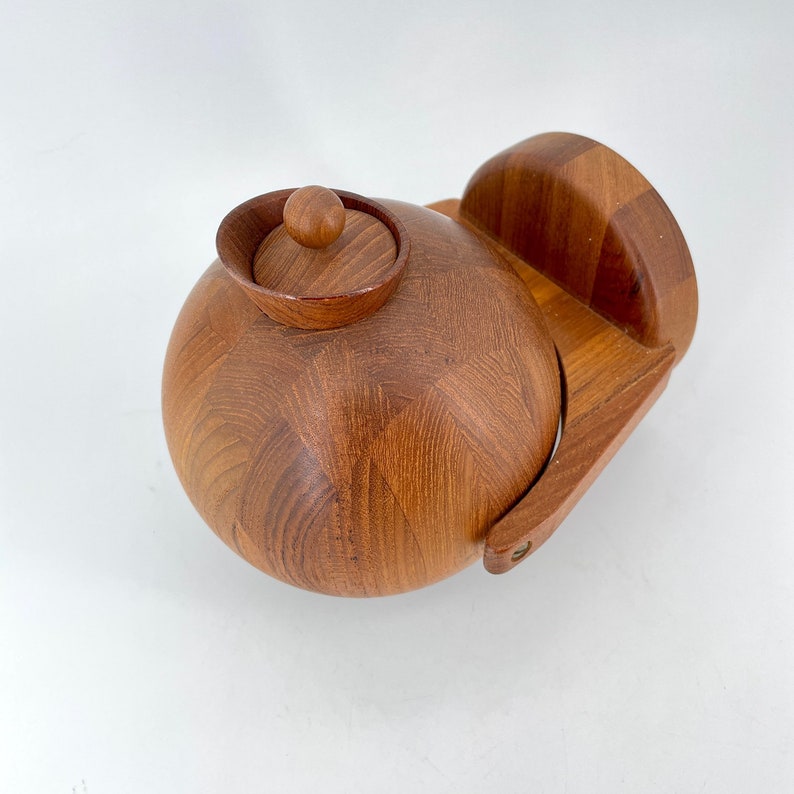 1950s Danish Teak Staved Nut Bowl Wall Mount Rare Vintage Mid-Century Denmark Design 画像 6