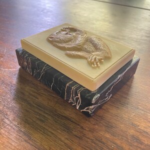 Resin Mold Japanese Relief Carved Monkey Butterfly Meiji Period Paperweight Vintage Mid-Century Jungle Desk Art image 2