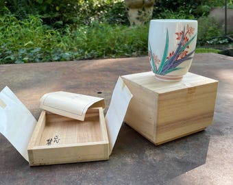 Japanese Saki Cup in Tomobako Box Washi  Vintage 1930s-1950s Vintage Mid-Century Gift Porcelain Antique