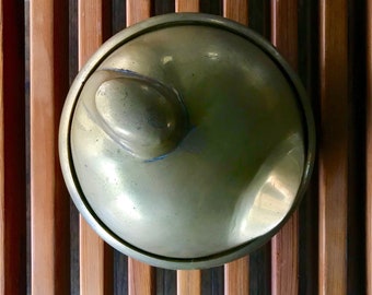 Vintage Brass Bird Abstract Futurist Fauvist Lidded Brass Bowl Dish Mid-Century Modern