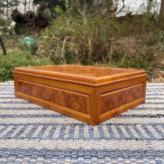 Vintage 1980s Burl Wood Mele Jewelry Box