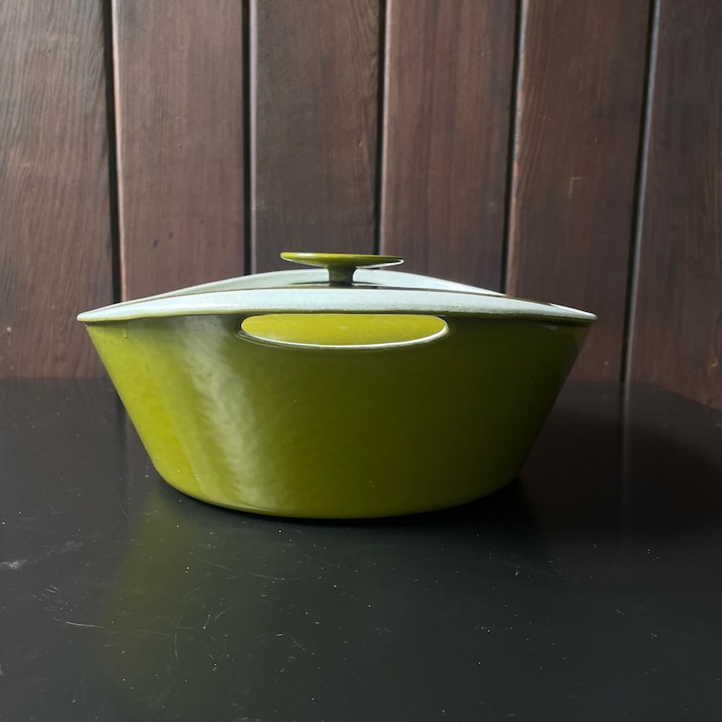 vintage années 1970 Michael Lax Copco Green Casserole Pan Pot Lidded Dish Danois Scandinave Mid-Century Kitchen image 3