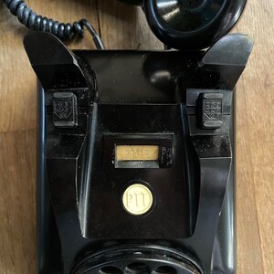 1960s Dutch Bakelite Black Telephone Vintage Black Ericsson PTT Rotary Dial Phone Clean image 8