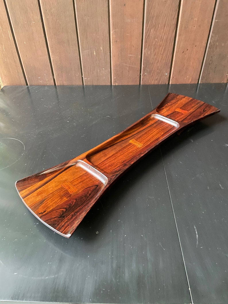 Vintage 1960s Jens H. Quistgaard Bow Tie Serving Tray in Palisander Rosewood for Dansk Rare Woods Collection Mid-Century Danish Modern image 1