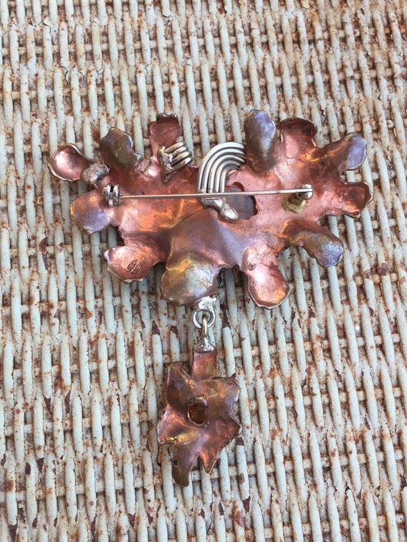 Unique Silver Copper Signed Brooch - image 4