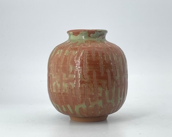 Stoneware Bud Vase Sphere Vintage Mid-Century 1960s Signed