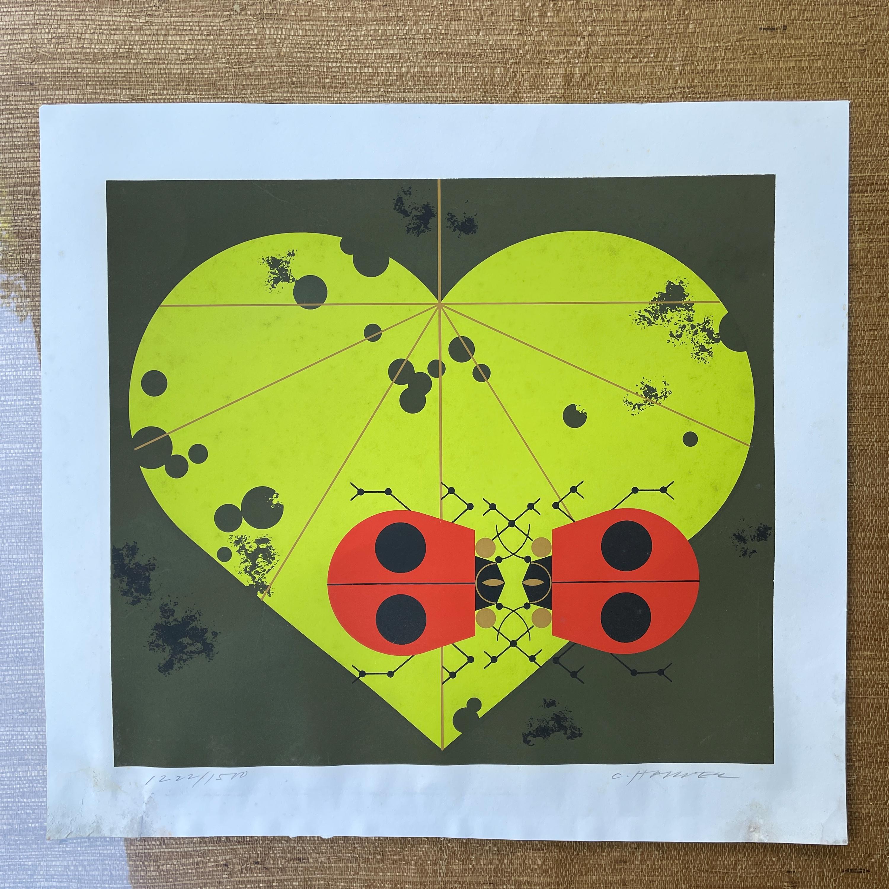 チャーリーページ Vintage 1971 Charles 'charlie' Harper Serigraph Print Lady Bug