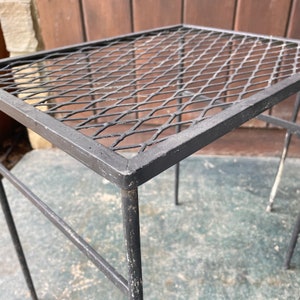 Salterini Style Outdoor Patio Furniture Nesting Tables Iron Expanded Metal Vintage Mid-Century Modernist image 6