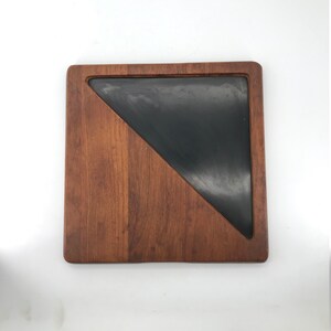 Georges Briard Cutting Board Teak Black Triangle Geometric Vintage Mid-Century Modern 1960s image 1