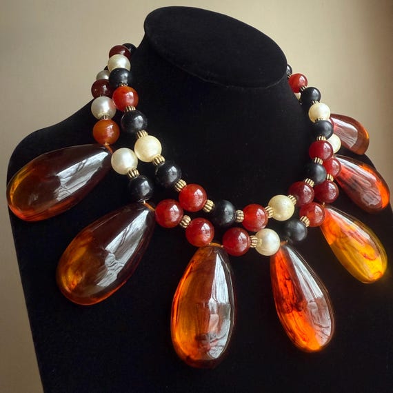 Vintage Bakelite Necklace Iced Tea - image 8