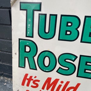 Vintage Tube Rose Tin Sign Antique Mid-Century Snuff Tobacco Advertising Wall Art Hanging image 3