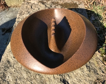 Rara artesanía casual monumental Erwin Kalla Hyalyn Cenicero marrón moteado Mid-Century Vintage Modern Bauer Wright Vajilla años 50