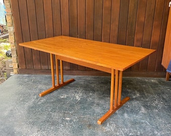 Borge Mogensen for FDB Mobler Work Table Desk Dining 1970s Vintage Mid-Century Danish Modern Beech + Teak Scandinavian Design