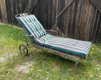 Mid Century Cast Iron Chaise Lounge Salterini Wrought Iron Flower