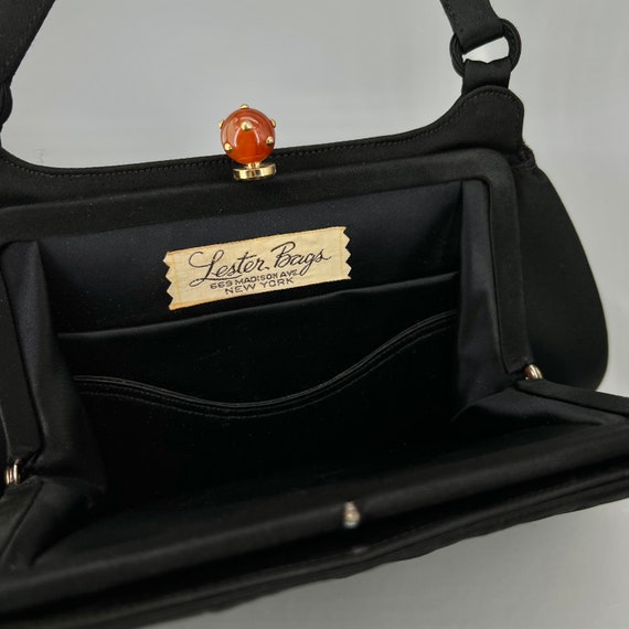 1950’s Lester Bags Bakelite & Black Satin Handbag… - image 2